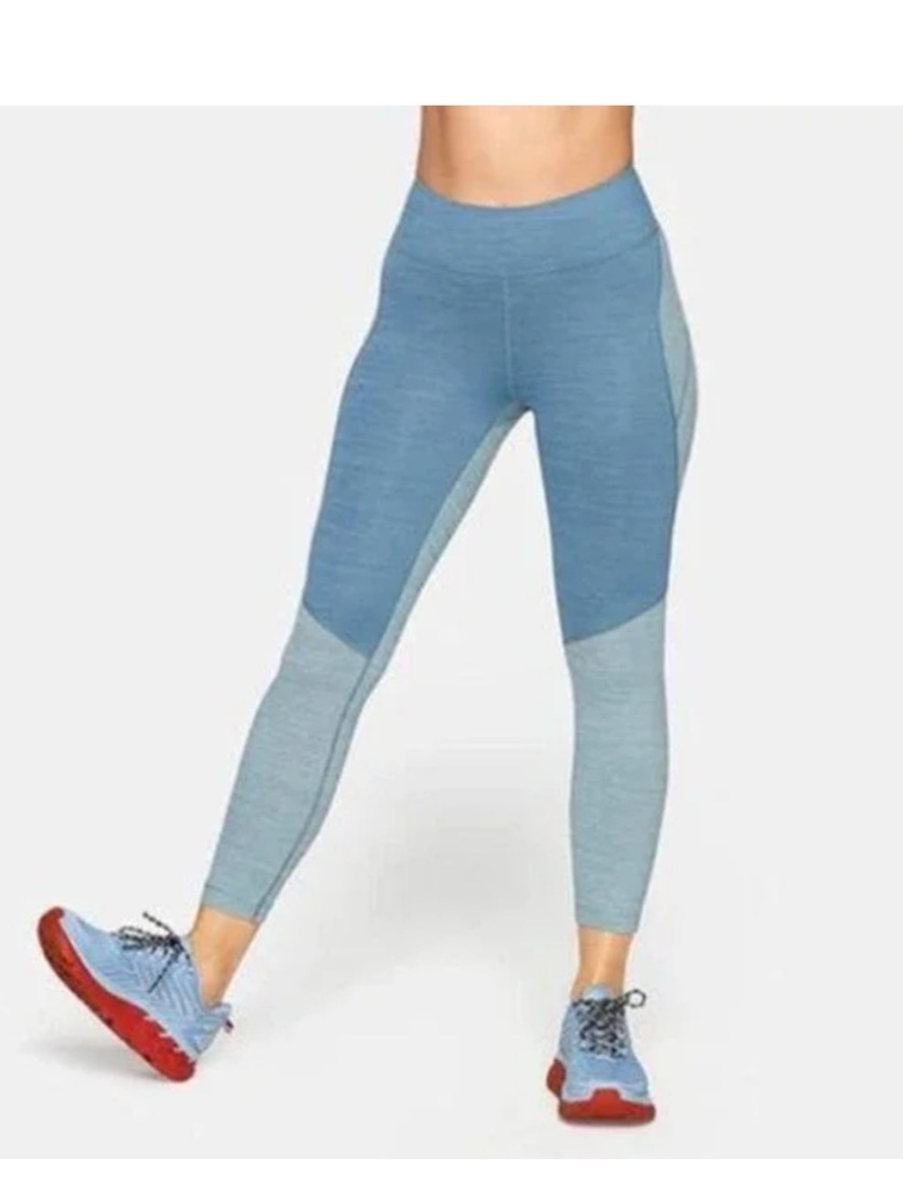 Outdoor Voices Two-Tone Light & Medium Blue High-Waist Leggings